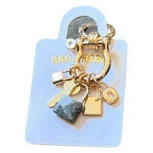 Anthropologie Bag Charm Metal Lock Cluster Gold Tone NEW